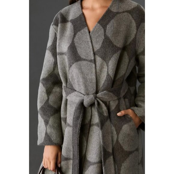 Marimekko Elfa Gray Wool Blend Coat "Kivet" Pattern - Picture 4 of 5